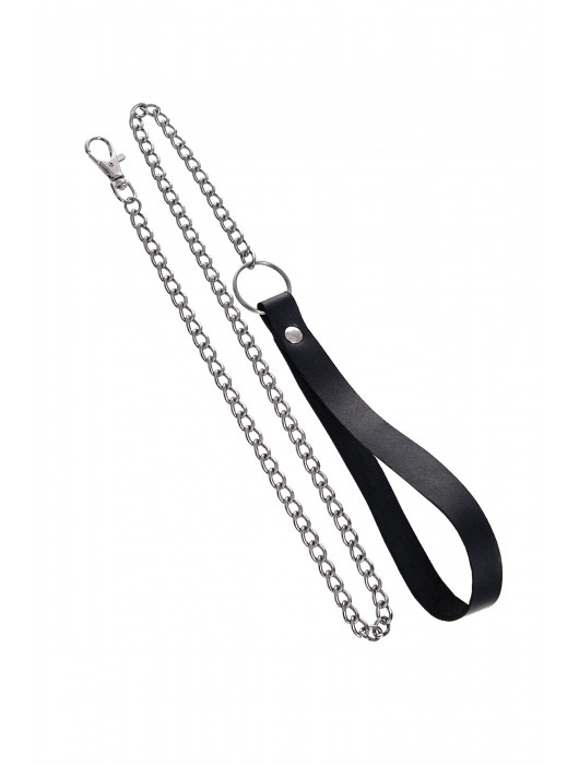 Черный кожаный ошейник-воротник с поводком - Pecado - купить с доставкой в Смоленске