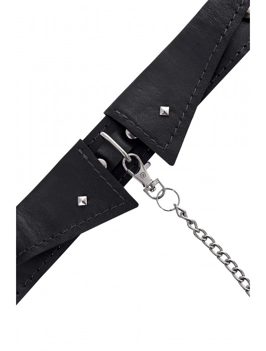 Черный кожаный ошейник-воротник с поводком - Pecado - купить с доставкой в Смоленске