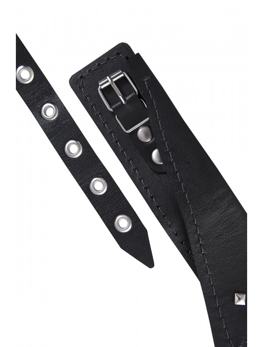 Черный кожаный ошейник-воротник с поводком - Pecado - купить с доставкой в Смоленске