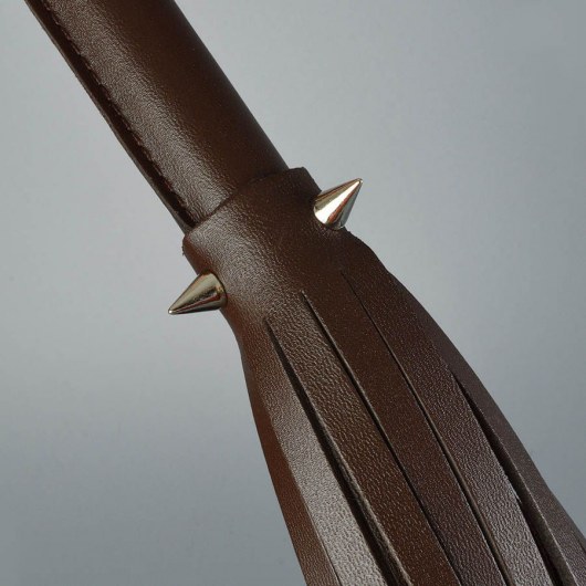 Коричневая кожаная плеть с шипами - 55 см. - Sitabella - купить с доставкой в Смоленске