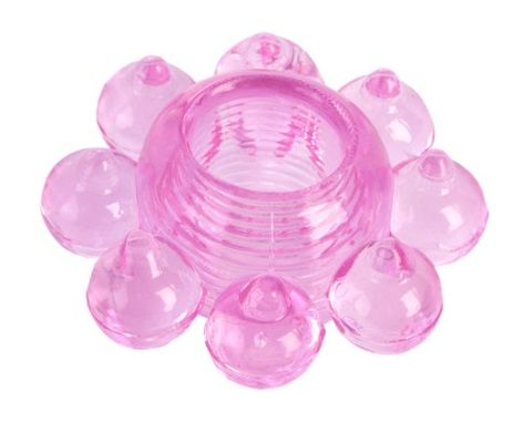 Розовое гелевое эрекционное кольцо-цветок - Toyfa Basic - в Смоленске купить с доставкой