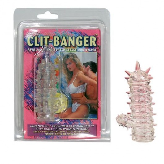 Прозрачная насадка с шипами и клиторальной шишечкой CLIT-BANGER SLEEVE IN CLEAR - Tonga - в Смоленске купить с доставкой