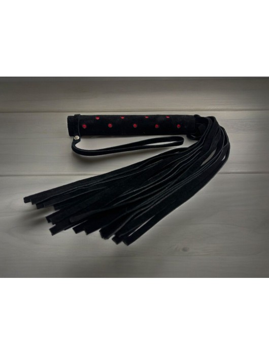 Черная замшевая плеть с красными точками на рукояти Red dot Princess - 43 см. - БДСМ Арсенал - купить с доставкой в Смоленске