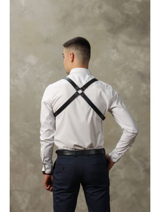 Черная мужская кожаная портупея №4 - БДСМ Арсенал - купить с доставкой в Смоленске