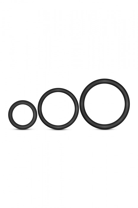 Набор из 3 черных эрекционных колец Cock Ring Set - Blush Novelties - в Смоленске купить с доставкой