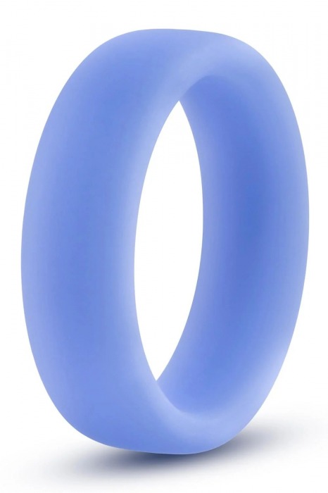 Голубое люминесцентное кольцо Silicone Glo Cock Ring - Blush Novelties - в Смоленске купить с доставкой