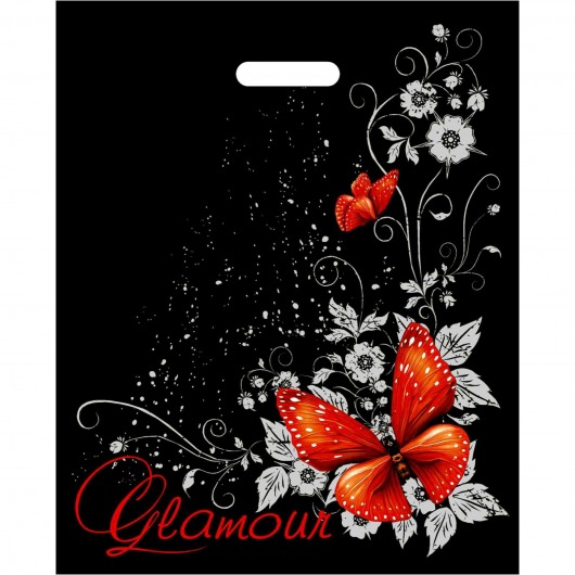 Черный пакет Glamour с вырубной ручкой (38х47 см) - Сима-Ленд - купить с доставкой в Смоленске