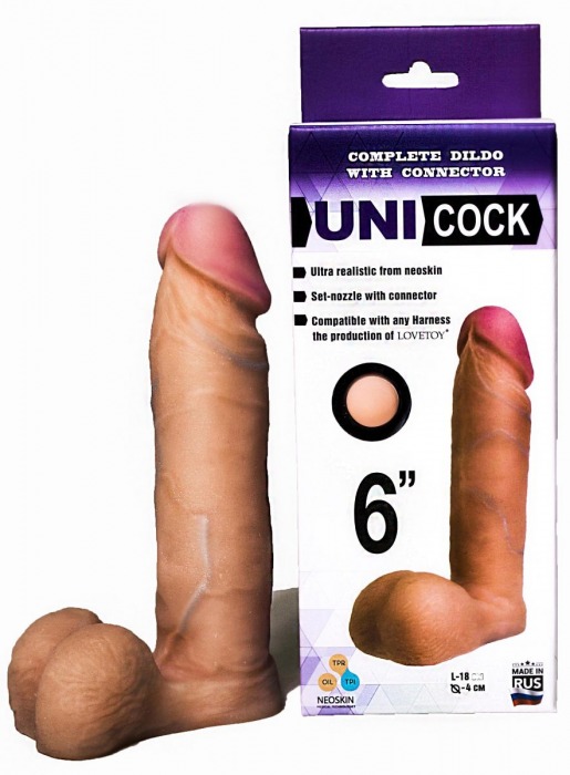 Насадка для страпона фаллической формы UNICOCK 6  - 18 см. - LOVETOY (А-Полимер) - купить с доставкой в Смоленске