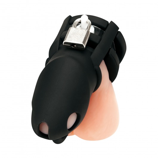 Черная клетка для пениса Silicone Small 2 in Cock Cage With Ball Divider - BlueLine - купить с доставкой в Смоленске