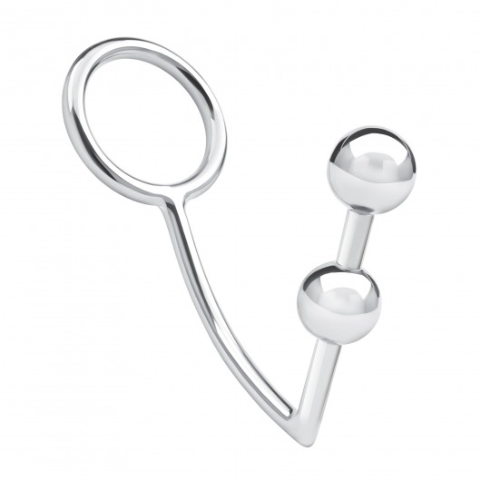 Кольцо на пенис с анальным стимулятором Two Bead Stainless Steel Anal Hook   Cock Ring - BlueLine - в Смоленске купить с доставкой