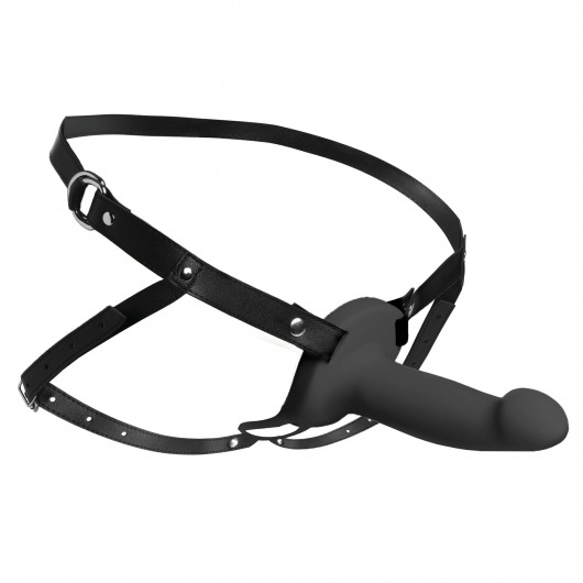 Черный полый страпон с вибрацией 2’’ Erection 28X Smooth Vibrating Silicone Penis Sheath - XR Brands - купить с доставкой в Смоленске