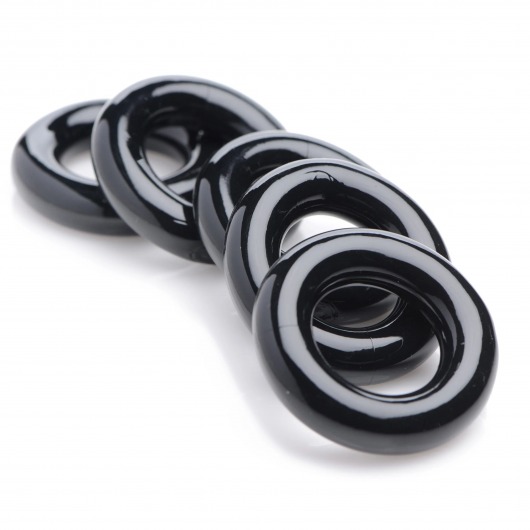 Комплект из 5 черных эрекционных колец для мошонки Ring Master Custom Ball Stretcher Kit - XR Brands - в Смоленске купить с доставкой