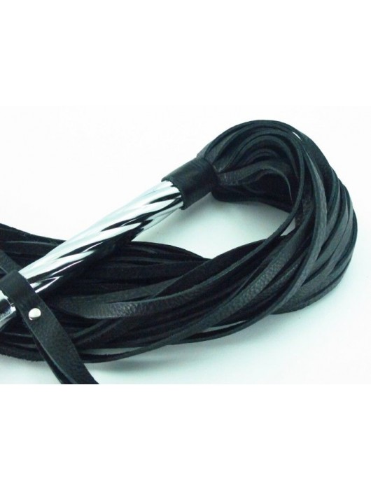 Длинная плеть с рукоятью цвета  никель  - 66 см. - БДСМ Арсенал - купить с доставкой в Смоленске