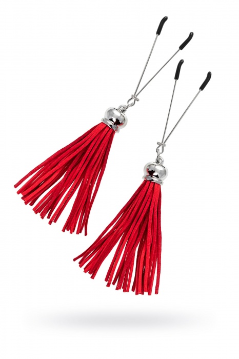 Зажимы на соски «Вилки» с красными кисточками из замши - Pecado - купить с доставкой в Смоленске