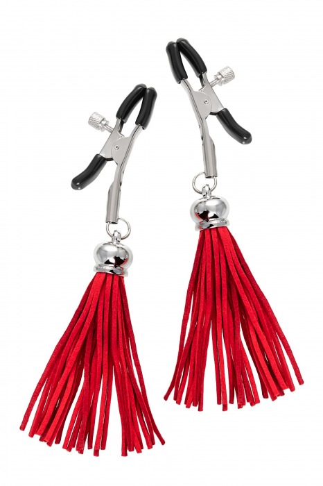 Зажимы на соски «Прищепки» с красными кисточками из замши - Pecado - купить с доставкой в Смоленске