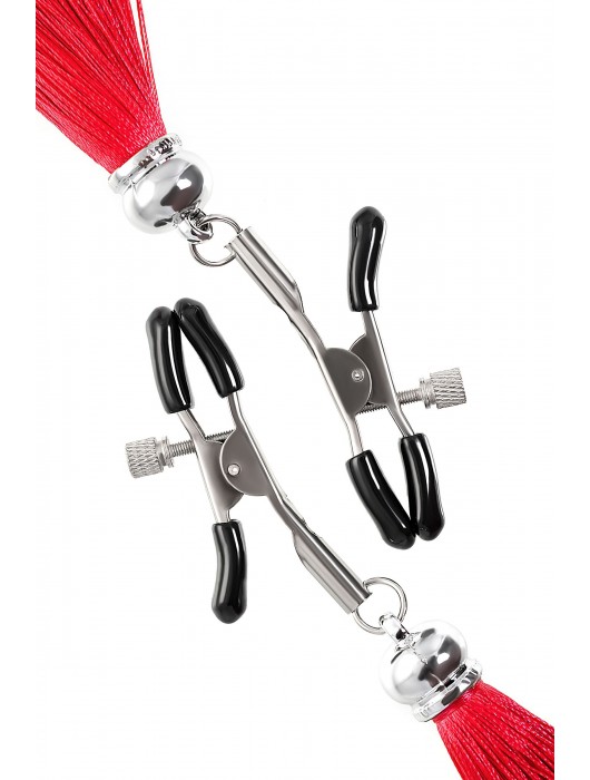 Зажимы на соски «Прищепки» с красными кисточками из шелка - Pecado - купить с доставкой в Смоленске