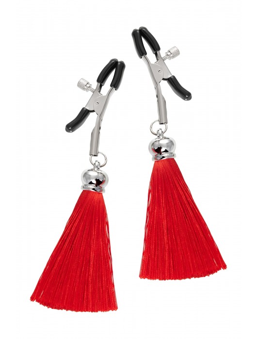 Зажимы на соски «Прищепки» с красными кисточками из шелка - Pecado - купить с доставкой в Смоленске