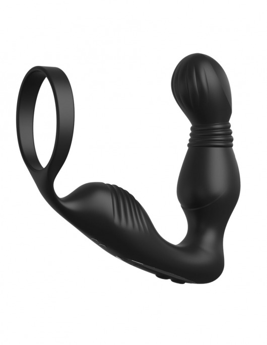 Черный вибростимулятор простаты с эрекционным кольцом Ass-Gasm Pro P-Spot Milker - Pipedream - в Смоленске купить с доставкой
