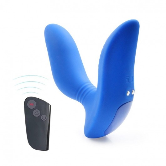 Синий вибромассажер простаты 3,5’’ Remote Control Curve P-spot Massager - 12 см. - Erokay - в Смоленске купить с доставкой