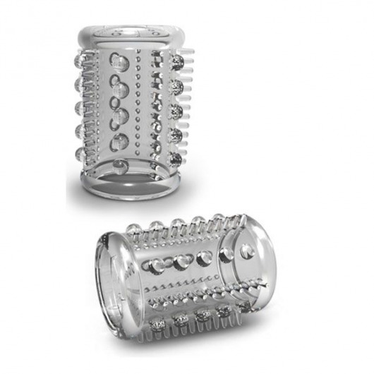 Прозрачная насадка с шипами и шишечками STAY HARD COCK SLEEVE 03 CLEAR - Blush Novelties - в Смоленске купить с доставкой