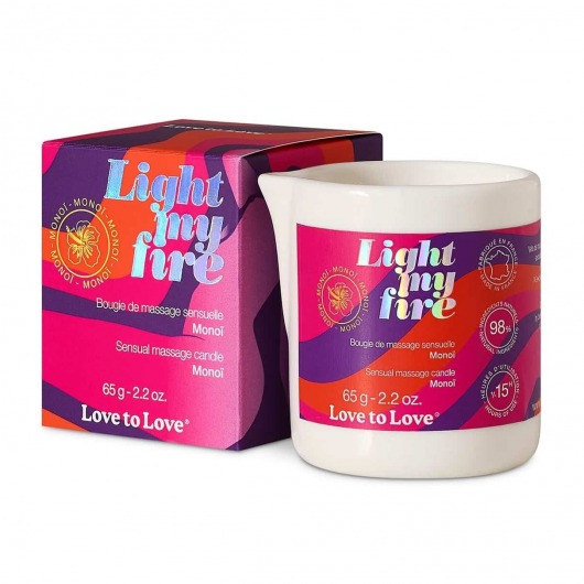 Массажная свеча Light My Fire с ароматом моной - 80 мл. - Love to Love - купить с доставкой в Смоленске
