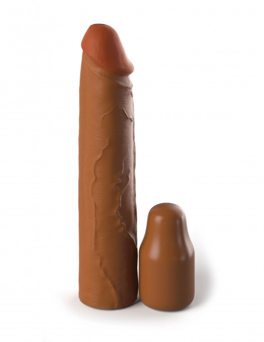 Коричневая насадка на член 2  Silicone X-tension - 20,3 см. - Pipedream - в Смоленске купить с доставкой