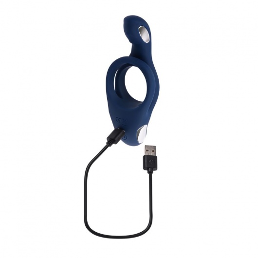 Синее эрекционное виброкольцо с двойным подхватом мошонки Ring Around The Rosy - Zero Tolerance - в Смоленске купить с доставкой