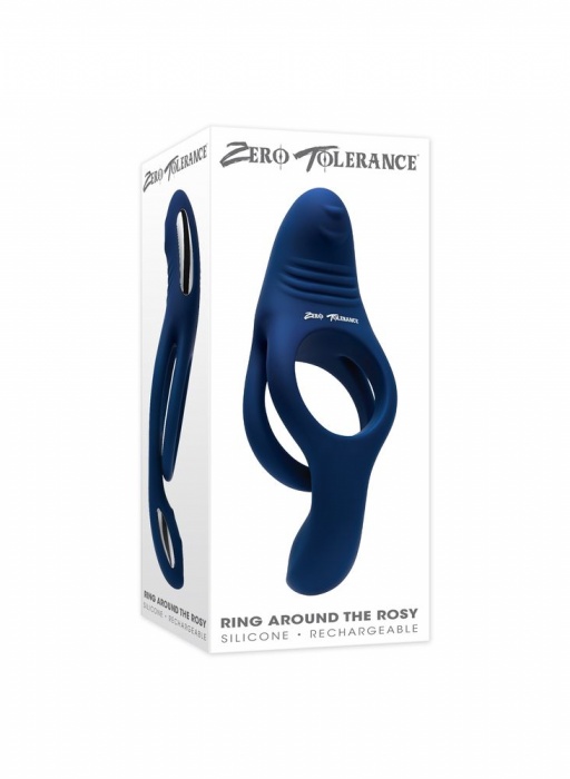 Синее эрекционное виброкольцо с двойным подхватом мошонки Ring Around The Rosy - Zero Tolerance - в Смоленске купить с доставкой