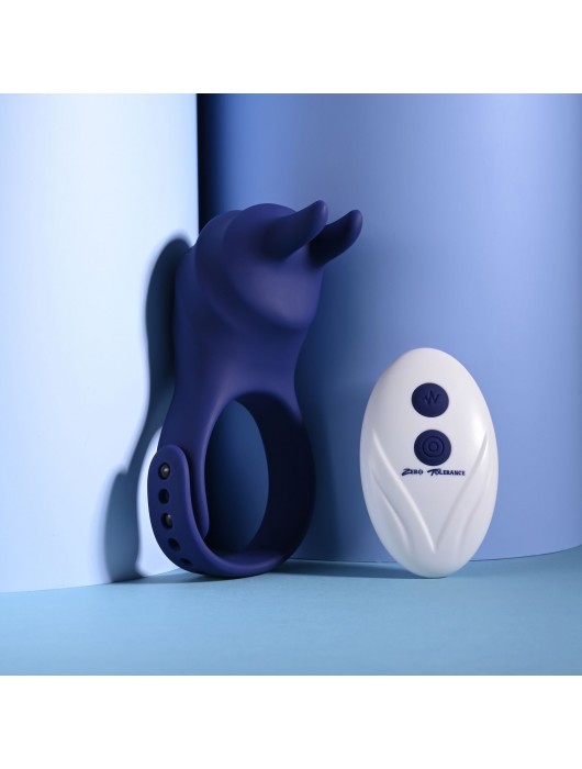 Синее эрекционное виброкольцо с клиторальной подушечкой и пультом ДУ Adjustable Fun Ring - Zero Tolerance - в Смоленске купить с доставкой