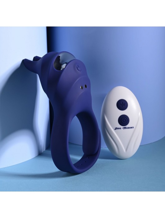 Синее эрекционное виброкольцо с клиторальной подушечкой и пультом ДУ Adjustable Fun Ring - Zero Tolerance - в Смоленске купить с доставкой