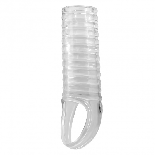 Прозрачная насадка на пенис с ребрышками и подхватом мошонки - Baile - в Смоленске купить с доставкой