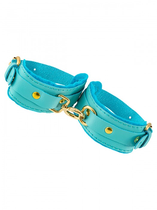 Голубые двуслойные кожаные оковы - Pecado - купить с доставкой в Смоленске