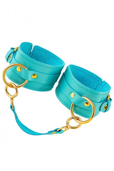 Голубые однослойные кожаные оковы - Pecado - купить с доставкой в Смоленске