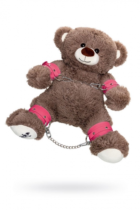 Бондажный набор: бурый мишка с розовыми оковами и наручниками - Pecado - купить с доставкой в Смоленске