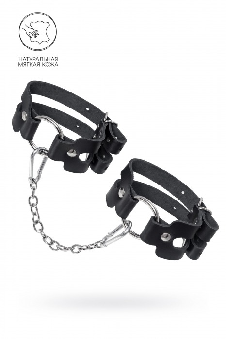 Черные кожаные оковы из двух ремешков - Pecado - купить с доставкой в Смоленске