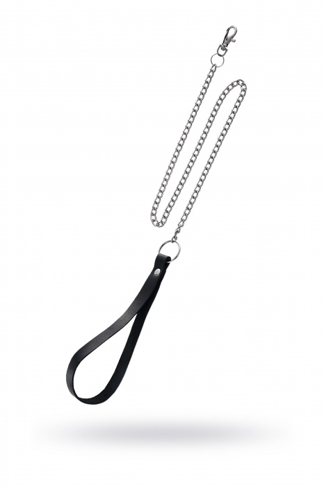 Поводок с ручкой из черной натуральной кожи и карабином для ошейника - Pecado - купить с доставкой в Смоленске