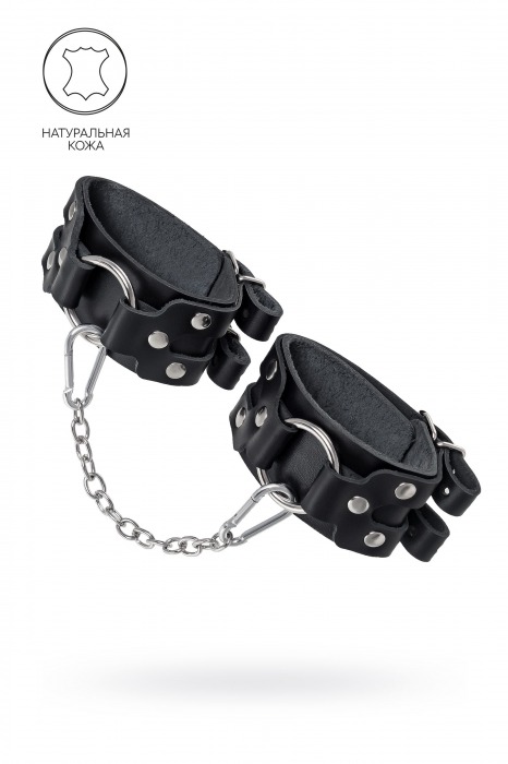 Черные кожаные оковы с двумя ремешками - Pecado - купить с доставкой в Смоленске