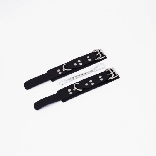 Черные кожаные наручники с регулируемыми ремешками - Crazy Handmade - купить с доставкой в Смоленске