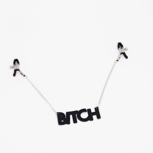 Зажимы на соски с кожаной подвеской Bitch - Crazy Handmade - купить с доставкой в Смоленске
