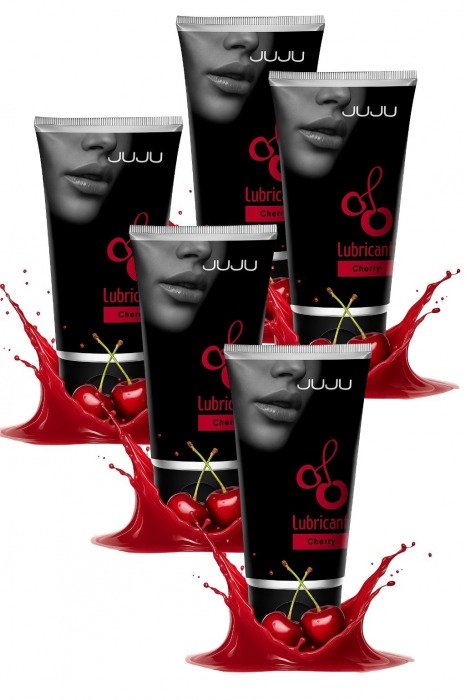 Набор из 5 съедобных лубрикантов JUJU со вкусом вишни - JuJu - купить с доставкой в Смоленске