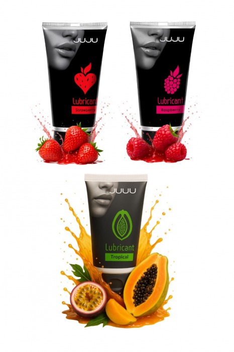 Набор из 3 съедобных лубрикантов JUJU (клубника, малина, тропические фрукты) - JuJu - купить с доставкой в Смоленске