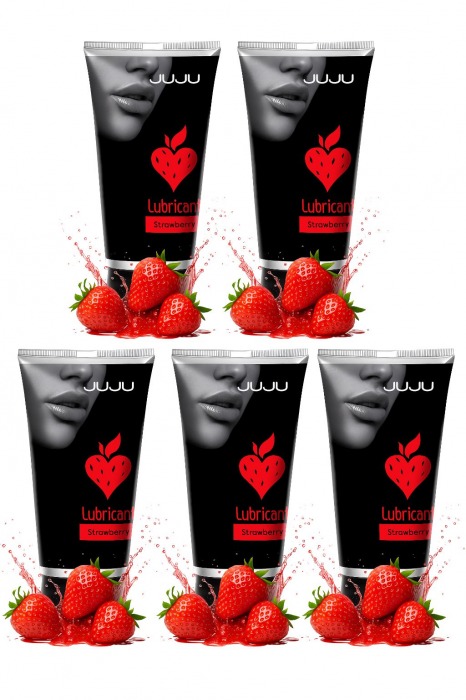 Набор из 5 съедобных лубрикантов JUJU со вкусом клубники - JuJu - купить с доставкой в Смоленске