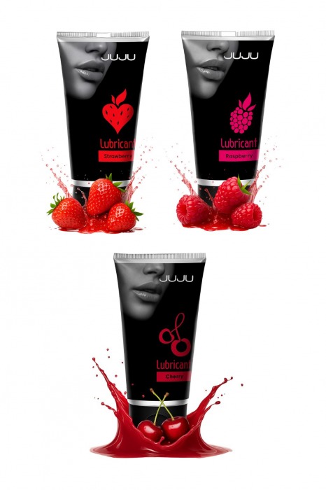 Набор из 3 съедобных лубрикантов JUJU (клубника, малина, вишня) - JuJu - купить с доставкой в Смоленске