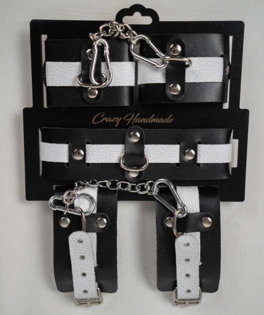 Набор фиксаторов из черной и белой натуральной кожи - Crazy Handmade - купить с доставкой в Смоленске