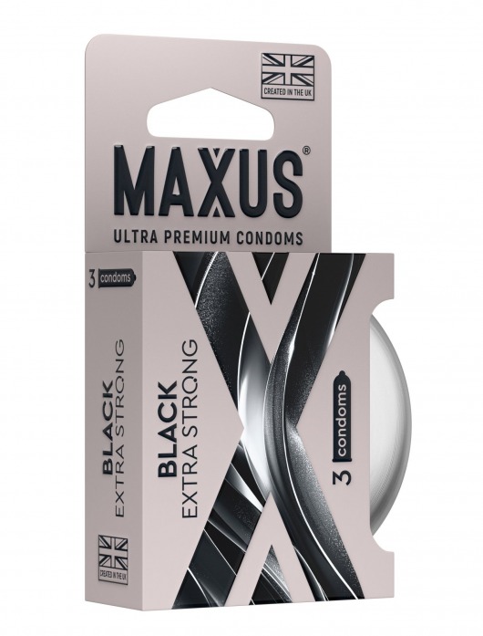 Черные утолщенные презервативы MAXUS Extra Strong с железным кейсом - 3 шт. - Maxus - купить с доставкой в Смоленске