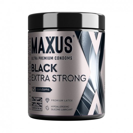 Черные утолщенные презервативы MAXUS Extra Strong с железным кейсом - 15 шт. - Maxus - купить с доставкой в Смоленске