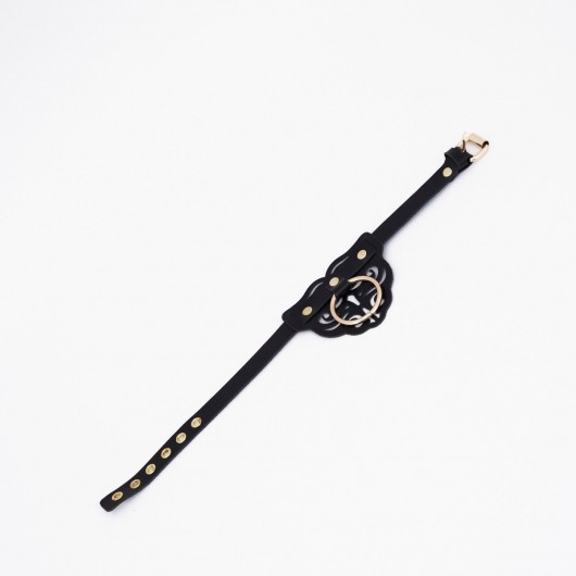 Черный чокер с клепками и золотистой фурнитурой - Crazy Handmade - купить с доставкой в Смоленске