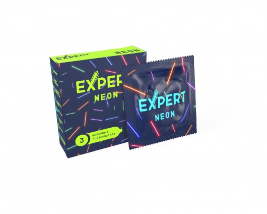 Светящиеся в темноте презервативы Expert Neon - 3 шт. - Expert - купить с доставкой в Смоленске