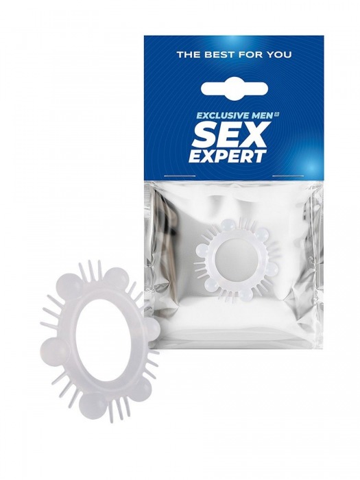 Эластичное эрекционное кольцо с шипиками и шариками - Sex Expert - в Смоленске купить с доставкой