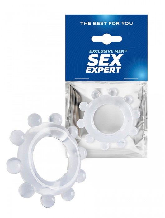 Прозрачное эрекционное кольцо со стимулирующими шариками - Sex Expert - в Смоленске купить с доставкой